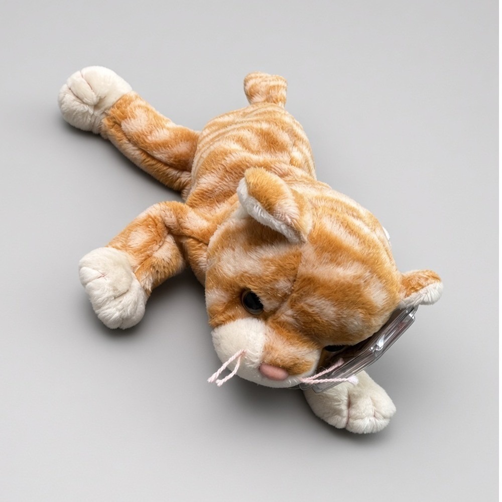 Ty Beanie Baby Amber Ginger Tabby Cat Orange Striped Plush 1999 Vintage 04243